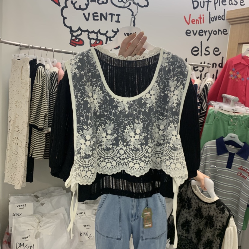 VENTI韓國直郵實拍女士新款休閑推薦吊帶背心不含內搭蕾絲VENTI吊帶/背心圖色2