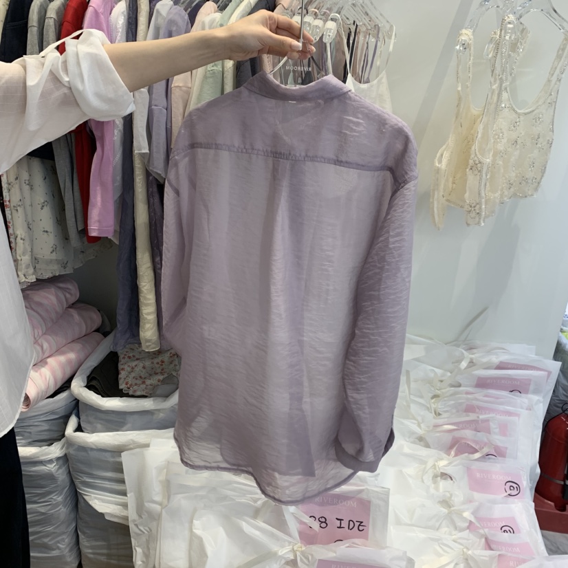 RIVEROOM韓國直郵實拍女士新品休閑熱賣襯衫蕾絲衫歐根紗RIVEROOM襯衫/蕾絲衫