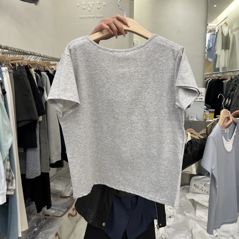 TAKE YOUE TIME韓國直郵實拍女士新品26春夏T恤假兩件雙層TAKE YOUE TIMET恤