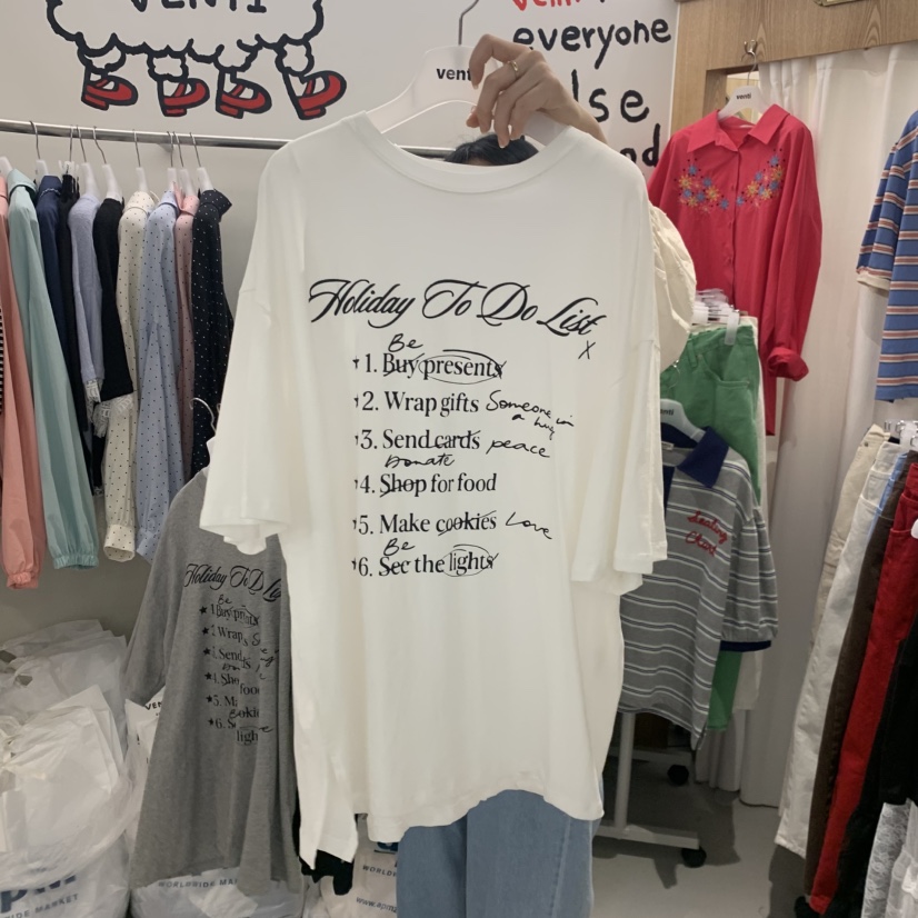 VENTI韓國直郵實拍女裝新品時尚熱賣人氣26春夏職業休閑T恤VENTIT恤圖色1
