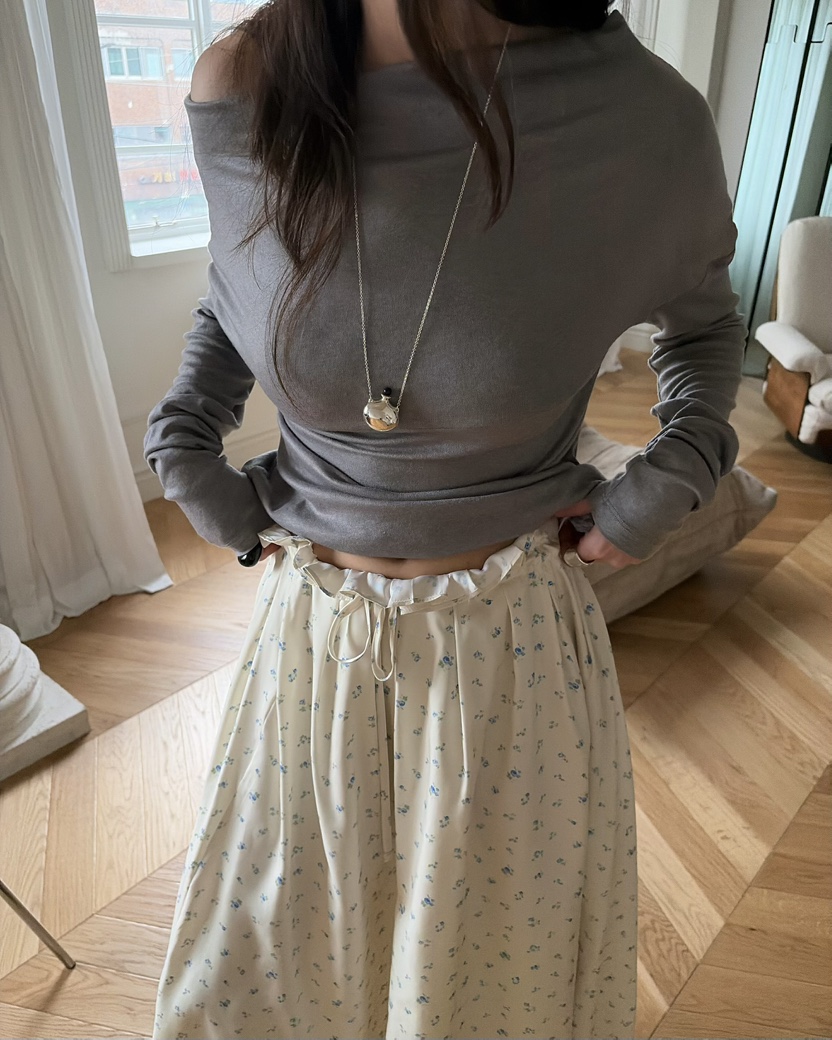 PEBBLE韓國東大門直郵女士新品時尚人氣熱賣休閑長袖T恤露肩PEBBLE長袖T恤