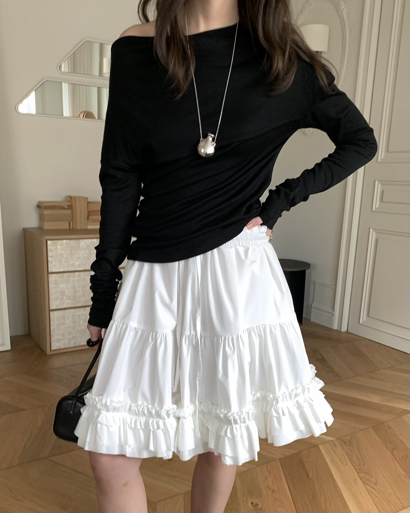 PEBBLE韓國東大門直郵女士新品時尚人氣熱賣休閑長袖T恤露肩PEBBLE長袖T恤