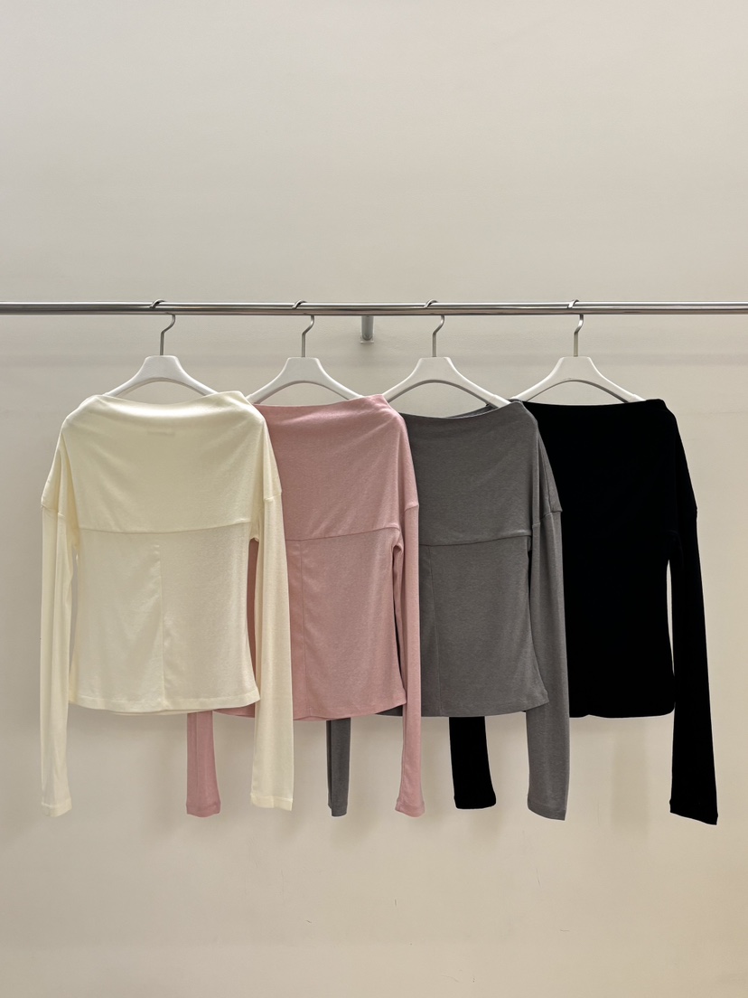 PEBBLE韓國東大門直郵女士新品時尚人氣熱賣休閑長袖T恤露肩PEBBLE長袖T恤