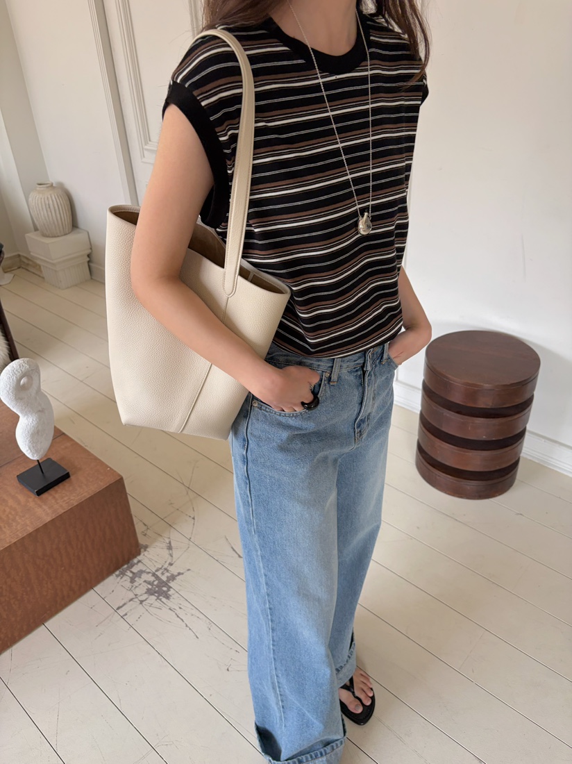 PEBBLE韓國直郵女裝新品休閑人氣推薦時尚職業吊帶背心條紋PEBBLE吊帶/背心