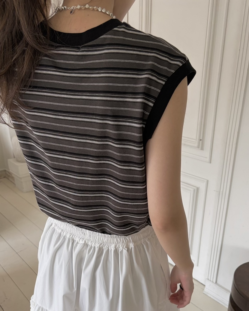 PEBBLE韓國直郵女裝新品休閑人氣推薦時尚職業吊帶背心條紋PEBBLE吊帶/背心