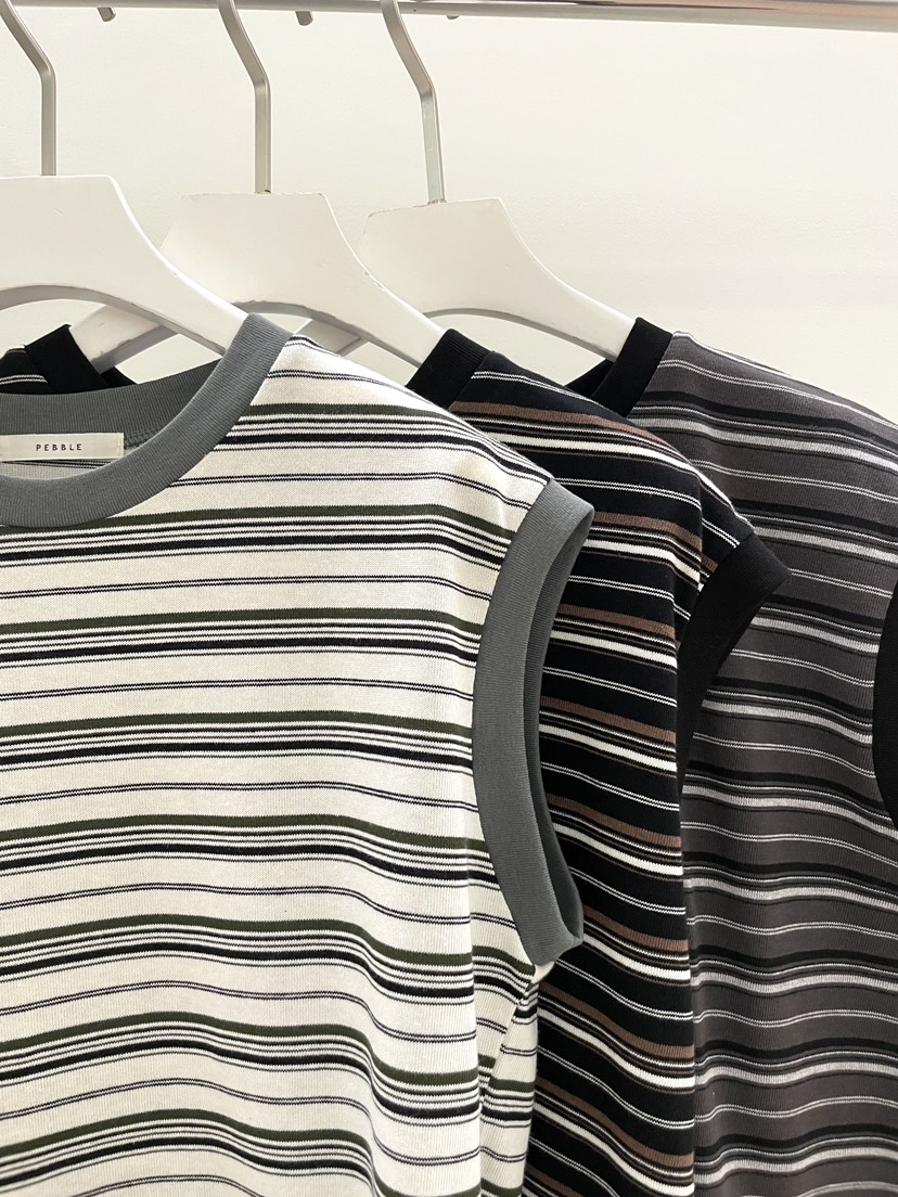 PEBBLE韓國直郵女裝新品休閑人氣推薦時尚職業吊帶背心條紋PEBBLE吊帶/背心