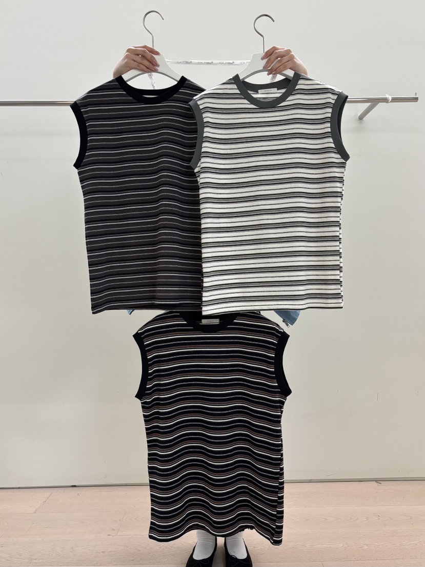 PEBBLE韓國直郵女裝新品休閑人氣推薦時尚職業吊帶背心條紋PEBBLE吊帶/背心