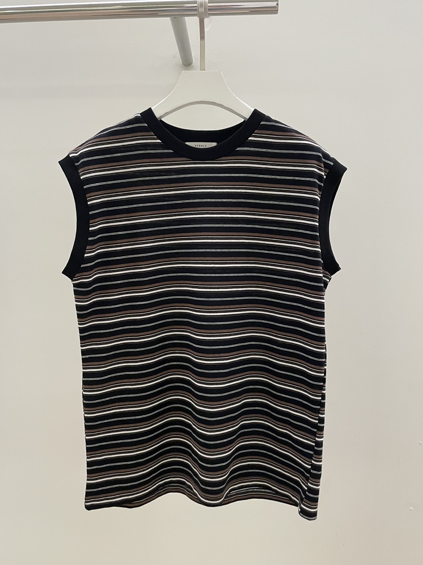 PEBBLE韓國直郵女裝新品休閑人氣推薦時尚職業吊帶背心條紋PEBBLE吊帶/背心圖色1