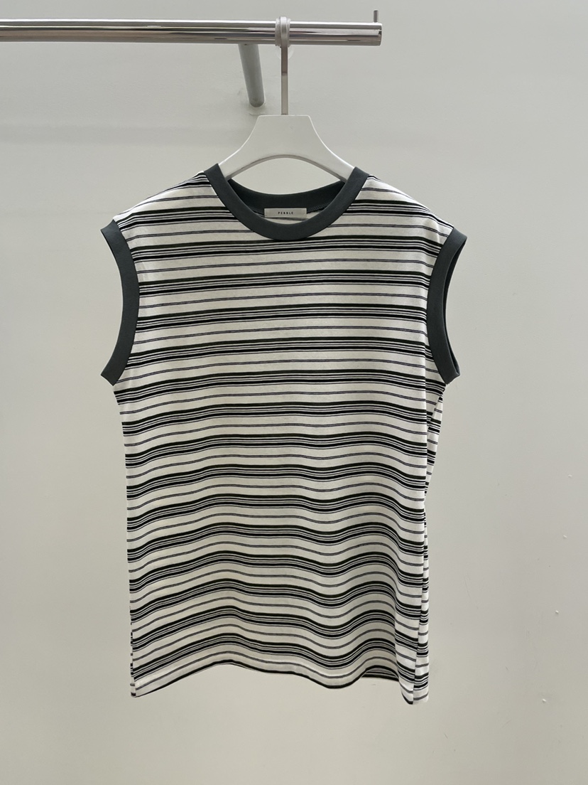 PEBBLE韓國直郵女裝新品休閑人氣推薦時尚職業吊帶背心條紋PEBBLE吊帶/背心圖色2