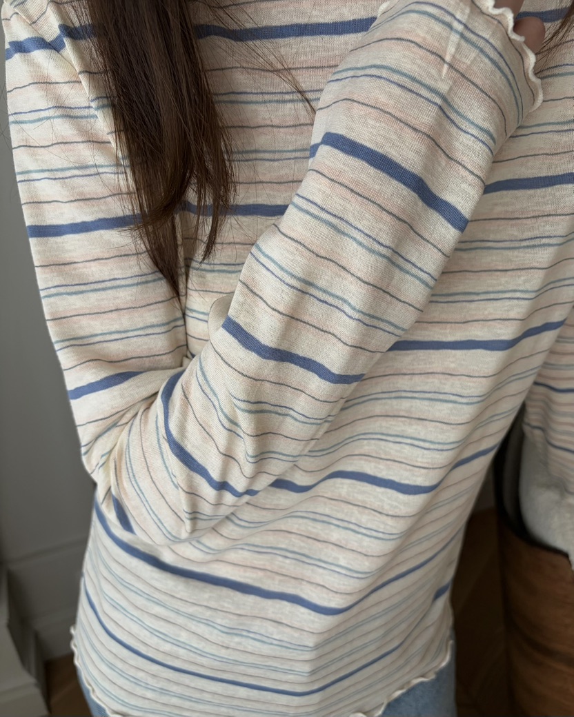 PEBBLE韓國東大門直郵女裝新款時尚推薦職業26春夏長袖T恤PEBBLE長袖T恤