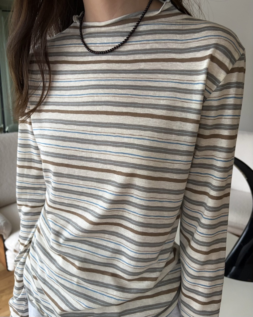 PEBBLE韓國東大門直郵女裝新款時尚推薦職業26春夏長袖T恤PEBBLE長袖T恤