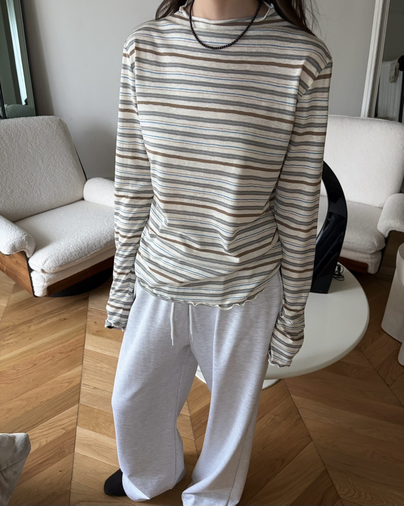 PEBBLE韓國東大門直郵女裝新款時尚推薦職業26春夏長袖T恤PEBBLE長袖T恤