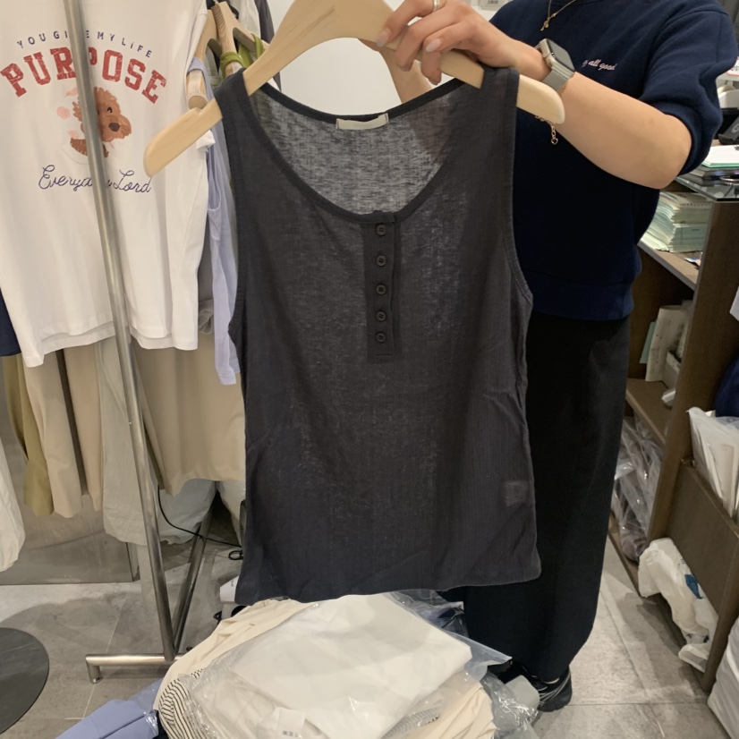 CHAE韓國直郵實拍女士新品26春夏熱賣休閑時尚吊帶背心紐扣CHAE吊帶/背心圖色3