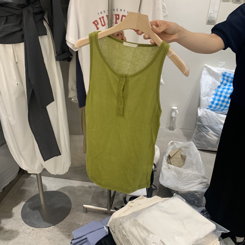 CHAE韓國直郵實拍女士新品26春夏熱賣休閑時尚吊帶背心紐扣CHAE吊帶/背心圖色4