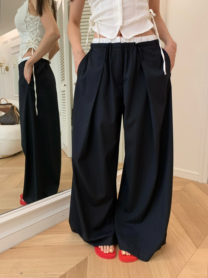 VIRKIN韓國直郵女裝新款休閑人氣時尚26春夏熱賣休閑褲條紋VIRKIN休閑褲