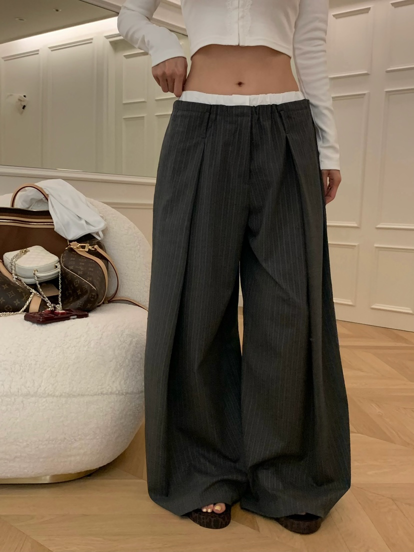 VIRKIN韓國直郵女裝新款休閑人氣時尚26春夏熱賣休閑褲條紋VIRKIN休閑褲