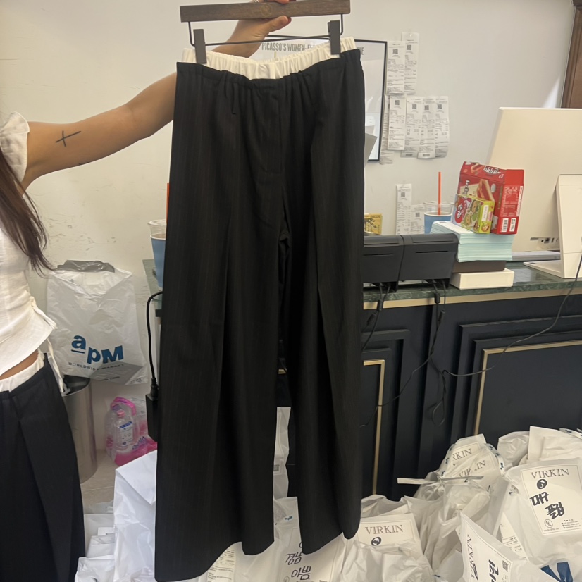 VIRKIN韓國直郵女裝新款休閑人氣時尚26春夏熱賣休閑褲條紋VIRKIN休閑褲圖色2