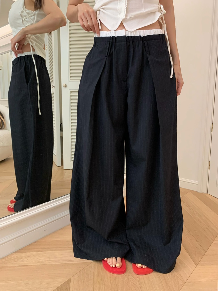 VIRKIN韓國直郵女裝新款休閑人氣時尚26春夏熱賣休閑褲條紋VIRKIN休閑褲圖色3