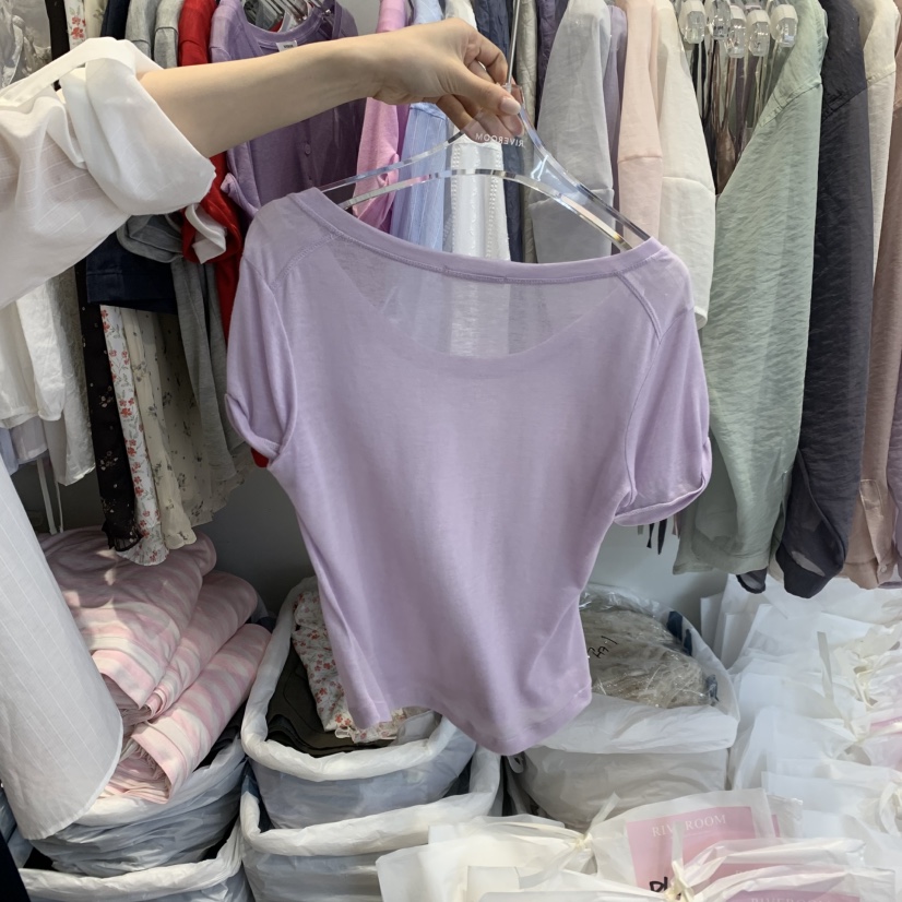 RIVEROOM韓國代購女士新品熱賣推薦休閑時尚26春夏人氣T恤RIVEROOMT恤