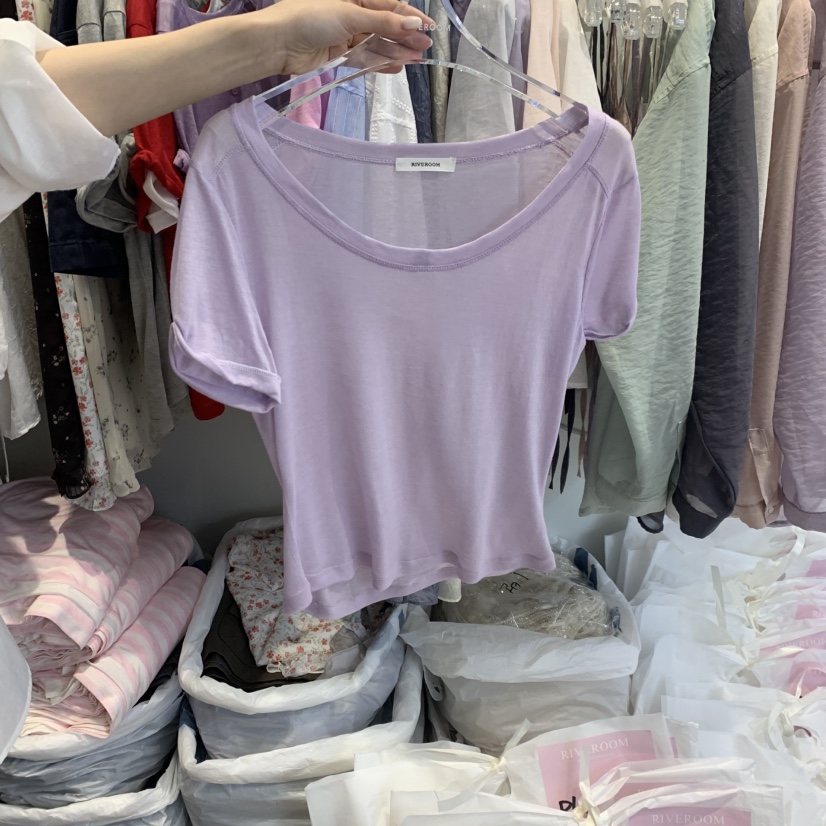 RIVEROOM韓國代購女士新品熱賣推薦休閑時尚26春夏人氣T恤RIVEROOMT恤圖色1