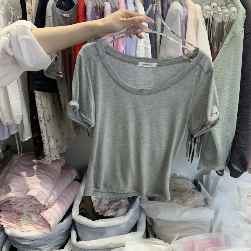 RIVEROOM韓國代購女士新品熱賣推薦休閑時尚26春夏人氣T恤RIVEROOMT恤圖色2