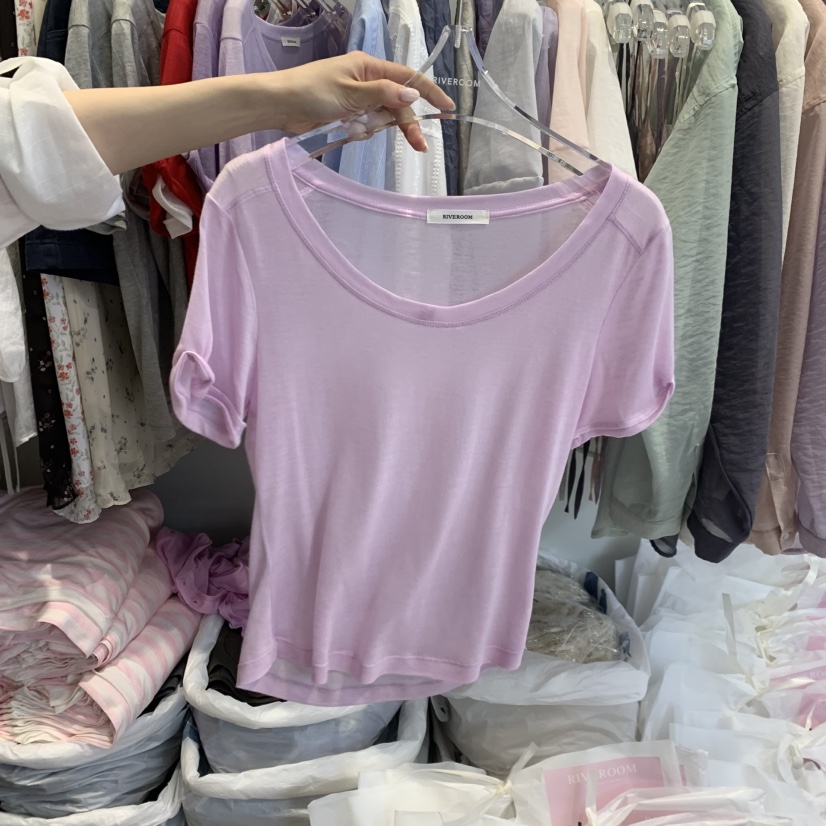 RIVEROOM韓國代購女士新品熱賣推薦休閑時尚26春夏人氣T恤RIVEROOMT恤圖色3