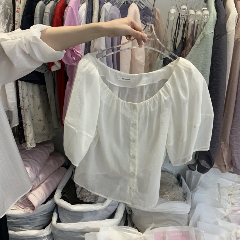 RIVEROOM韓國代購女士新品26春夏休閑職業熱賣襯衫蕾絲衫RIVEROOM襯衫/蕾絲衫圖色1