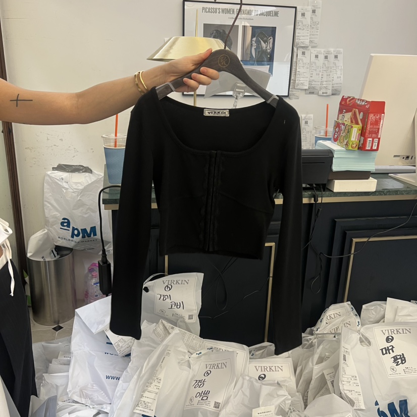 VIRKIN韓國直郵實拍女士新款熱賣職業休閑時尚推薦長袖T恤VIRKIN長袖T恤圖色1