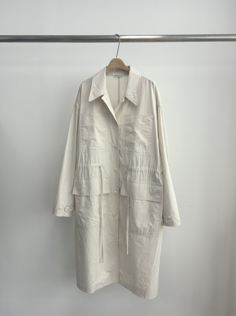 ROMANTICIZE韓國代購女士新品時尚職業熱賣長款風衣柔軟棉質ROMANTICIZE長款風衣圖色1