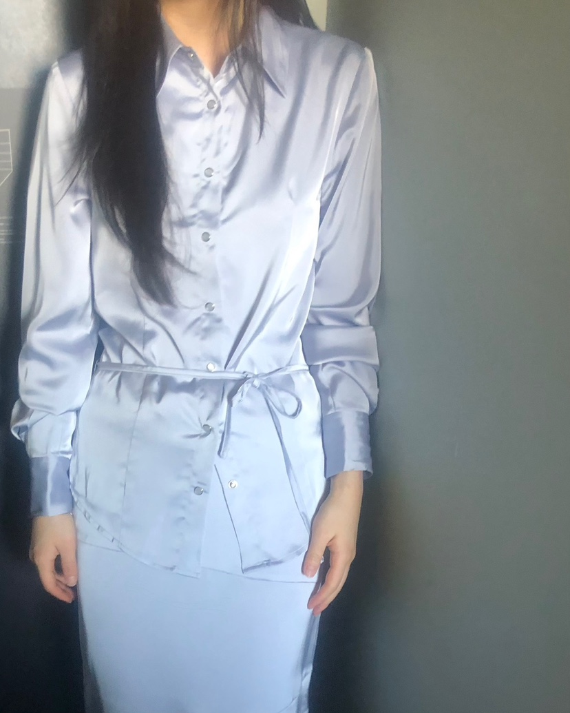 NOPROBLEM韓國代購女裝新品休閑時尚推薦襯衫蕾絲衫含腰繩NOPROBLEM襯衫/蕾絲衫