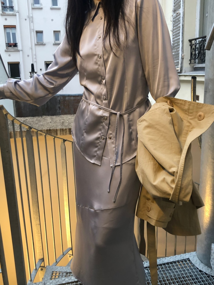 NOPROBLEM韓國代購女裝新品休閑時尚推薦襯衫蕾絲衫含腰繩NOPROBLEM襯衫/蕾絲衫