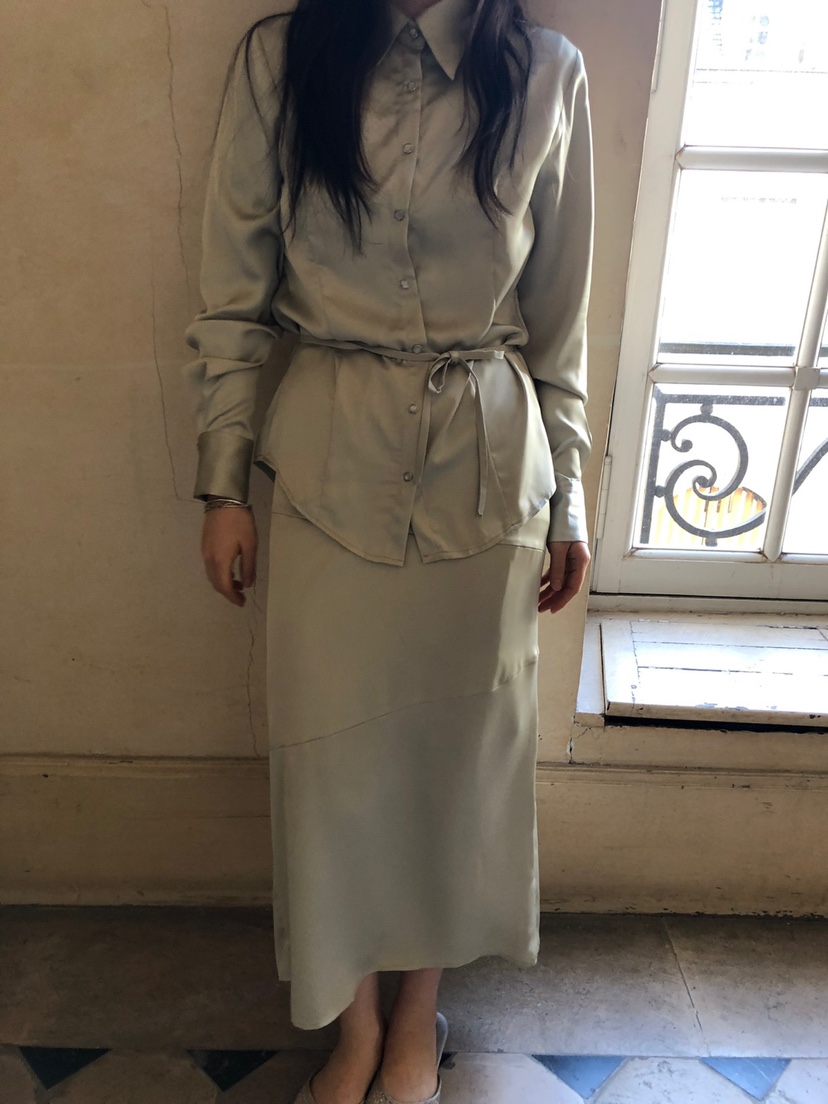 NOPROBLEM韓國代購女裝新品休閑時尚推薦襯衫蕾絲衫含腰繩NOPROBLEM襯衫/蕾絲衫