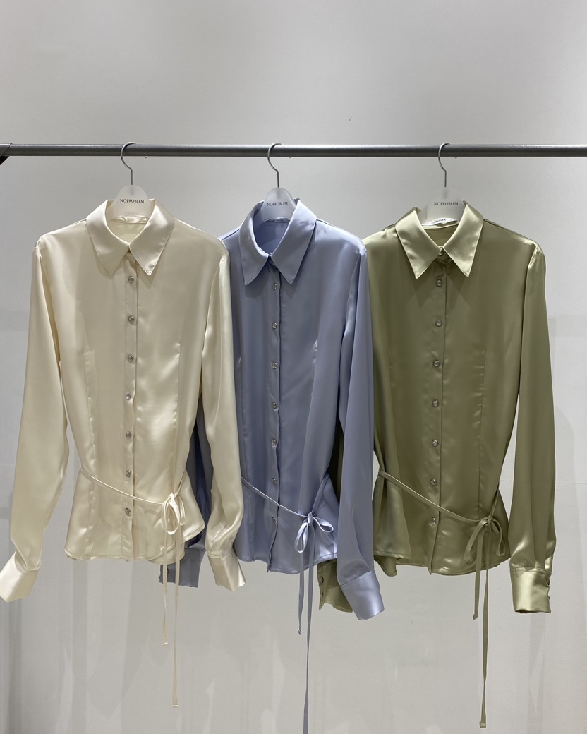 NOPROBLEM韓國代購女裝新品休閑時尚推薦襯衫蕾絲衫含腰繩NOPROBLEM襯衫/蕾絲衫