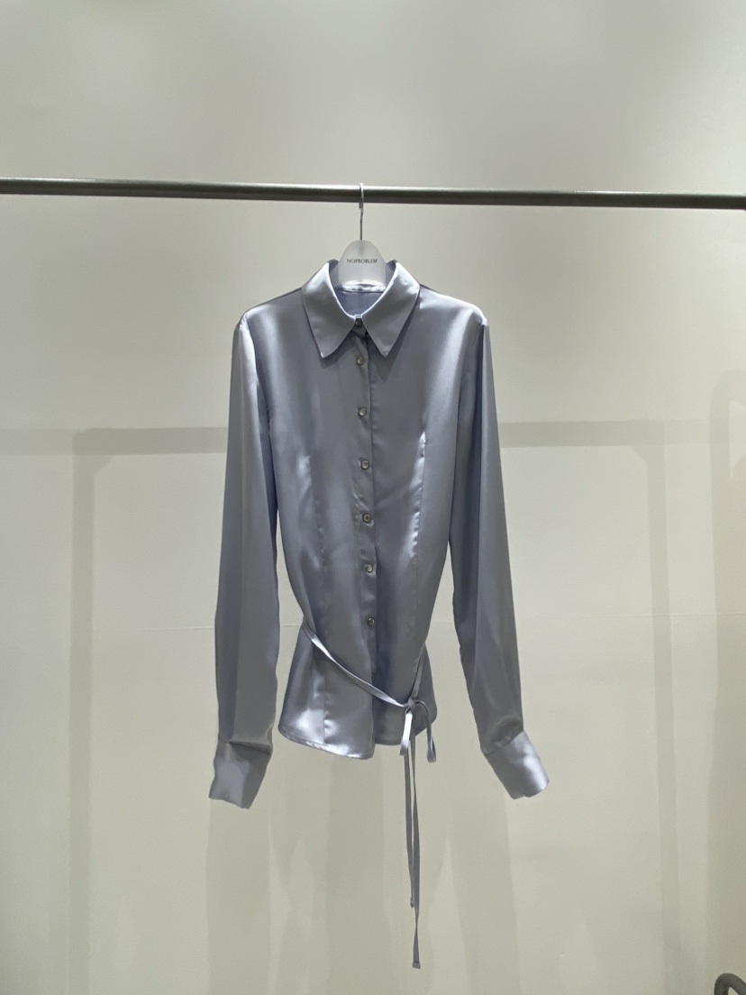 NOPROBLEM韓國代購女裝新品休閑時尚推薦襯衫蕾絲衫含腰繩NOPROBLEM襯衫/蕾絲衫圖色1