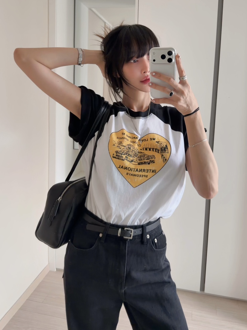 MORAN/MOSCO/SUGAR CASE韓國東大門直郵女裝新款推薦T恤插肩袖MORAN/MOSCO/SUGAR CASET恤圖色1