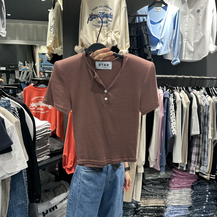 STAR-L韓國直郵實拍女裝新款人氣職業26春夏T恤不含內搭STAR-LT恤圖色2