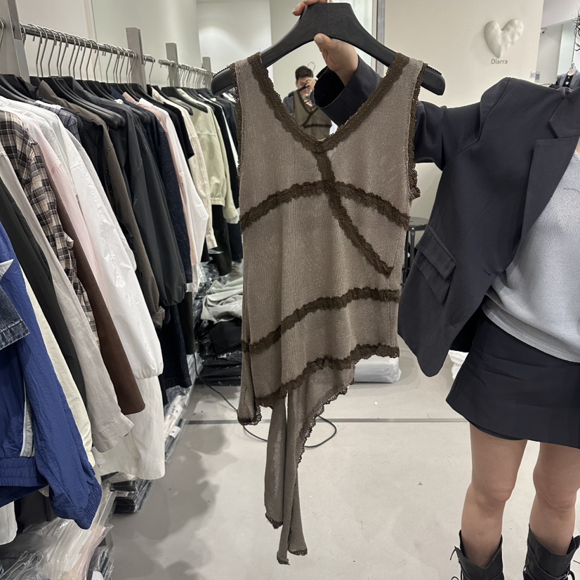 DIARRA韓國直郵實拍女士新款職業休閑吊帶背心不對稱蕾絲DIARRA吊帶/背心