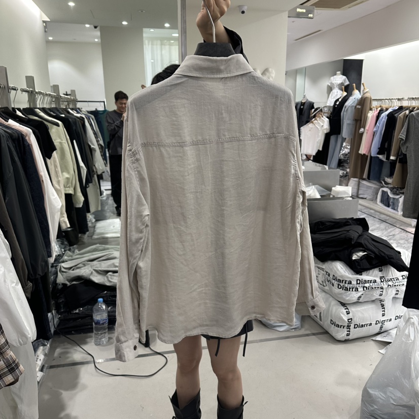 DIARRA韓國直郵實拍女裝新款職業休閑襯衫蕾絲衫亞麻布口袋DIARRA襯衫/蕾絲衫