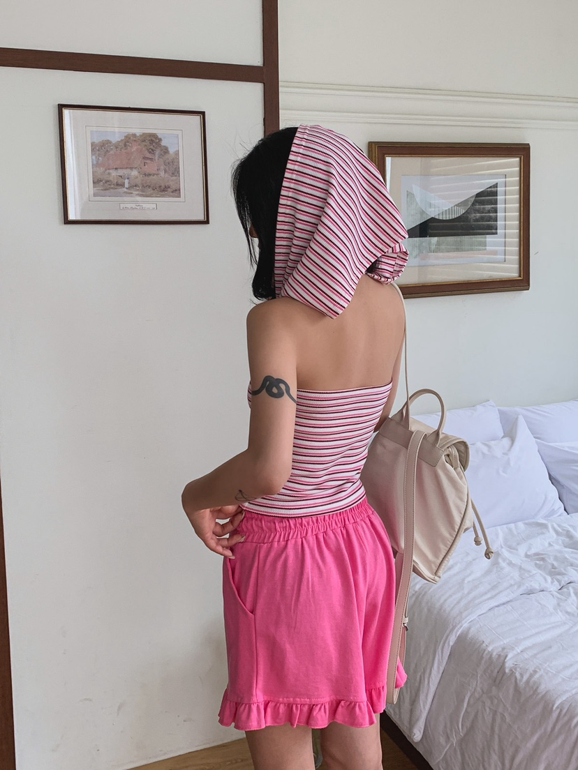 STICK WITH韓國代購女裝新款人氣休閑時尚熱賣吊帶背心連帽STICK WITH吊帶/背心