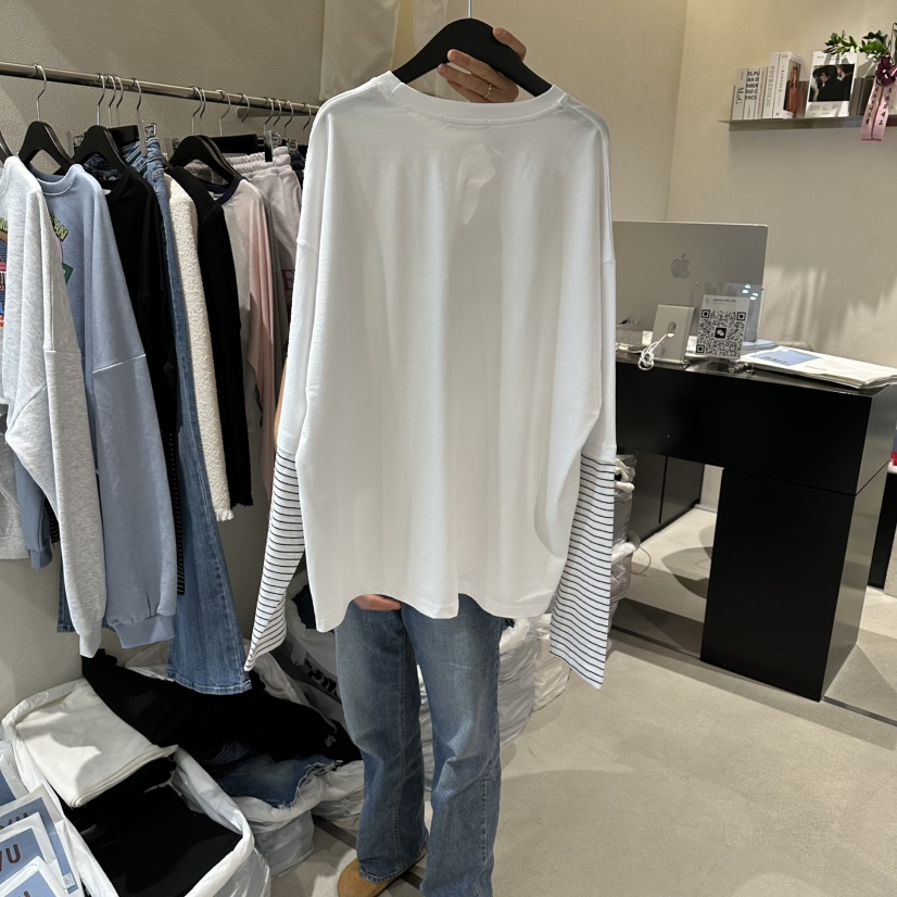 LIVU/MEMO CLASSIC韓國直郵女士新品時尚熱賣長袖T恤雙層LIVU/MEMO CLASSIC長袖T恤