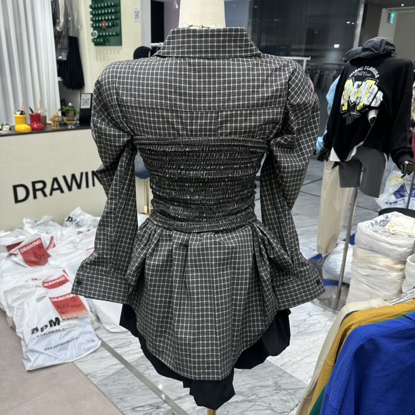 DRAWING韓國東大門直郵女裝新款26春夏熱賣套裝兩件套格子DRAWING套裝