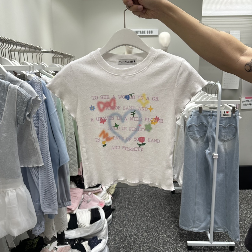 VINTAGE 888韓國直郵女裝新品休閑時尚職業推薦人氣26春夏T恤VINTAGE888/TRIPLE EIGHTT恤圖色1