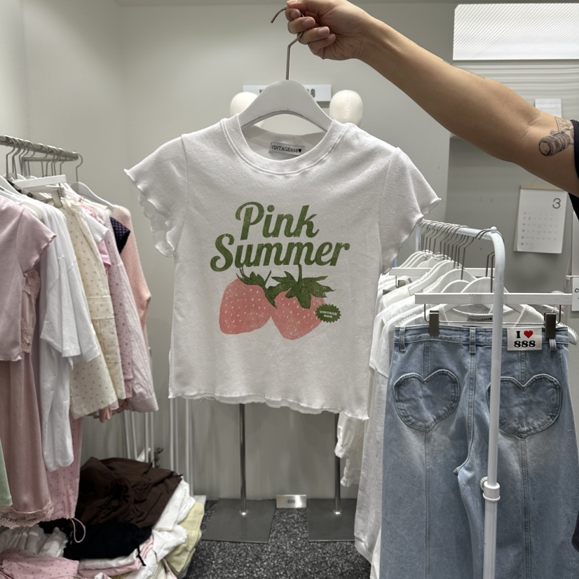 VINTAGE 888韓國東大門直郵女士新款人氣時尚職業26春夏T恤VINTAGE888/TRIPLE EIGHTT恤圖色1