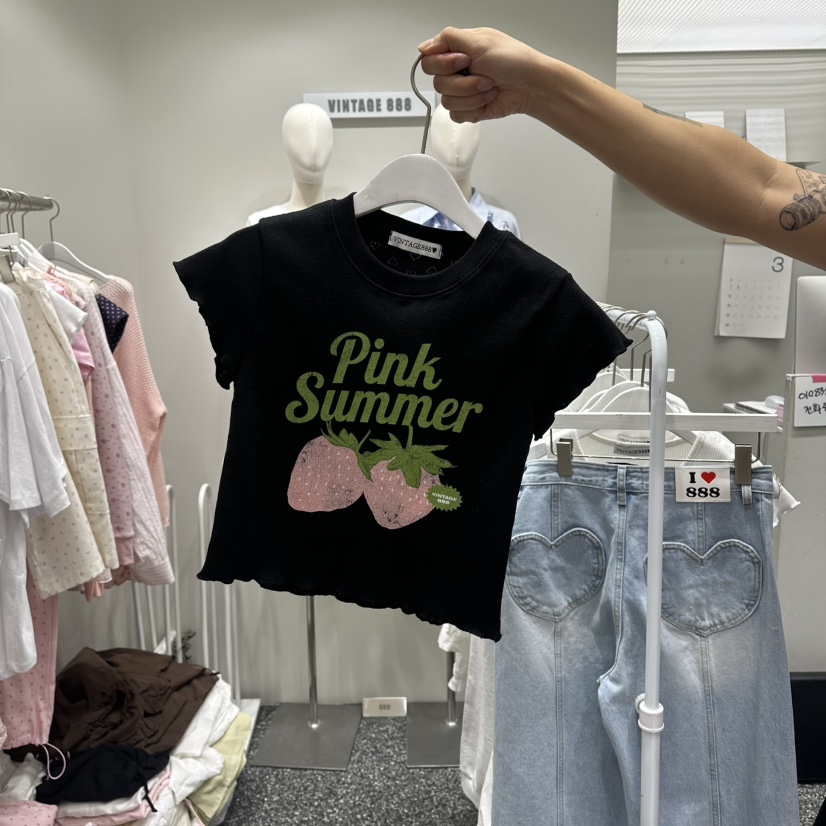VINTAGE 888韓國東大門直郵女士新款人氣時尚職業26春夏T恤VINTAGE888/TRIPLE EIGHTT恤圖色2
