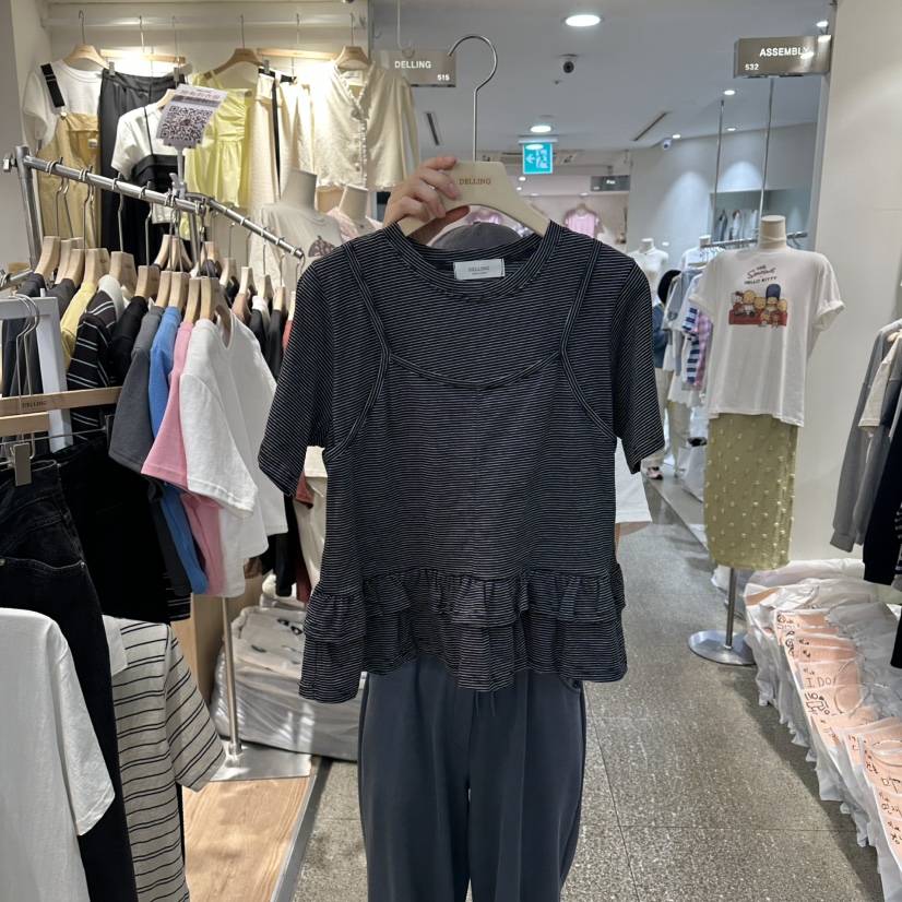 DELLING韓國東大門代購女裝新款人氣職業推薦熱賣T恤假兩件DELLINGT恤圖色3