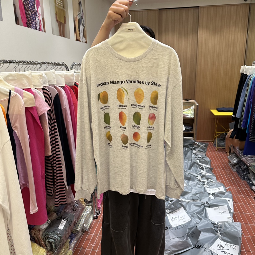 EEE韓國東大門直郵女裝新品推薦休閑職業人氣26春夏長袖T恤EEE長袖T恤圖色2灰白色