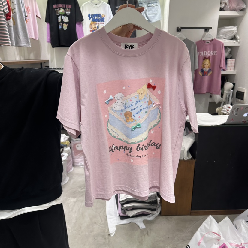 EVE韓國直郵女士新品休閑熱賣人氣26春夏時尚推薦職業T恤EVET恤圖色2