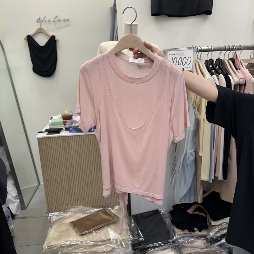 THE LOW韓國東大門代購女裝新款休閑推薦時尚26春夏T恤假兩件THE LOWT恤圖色2