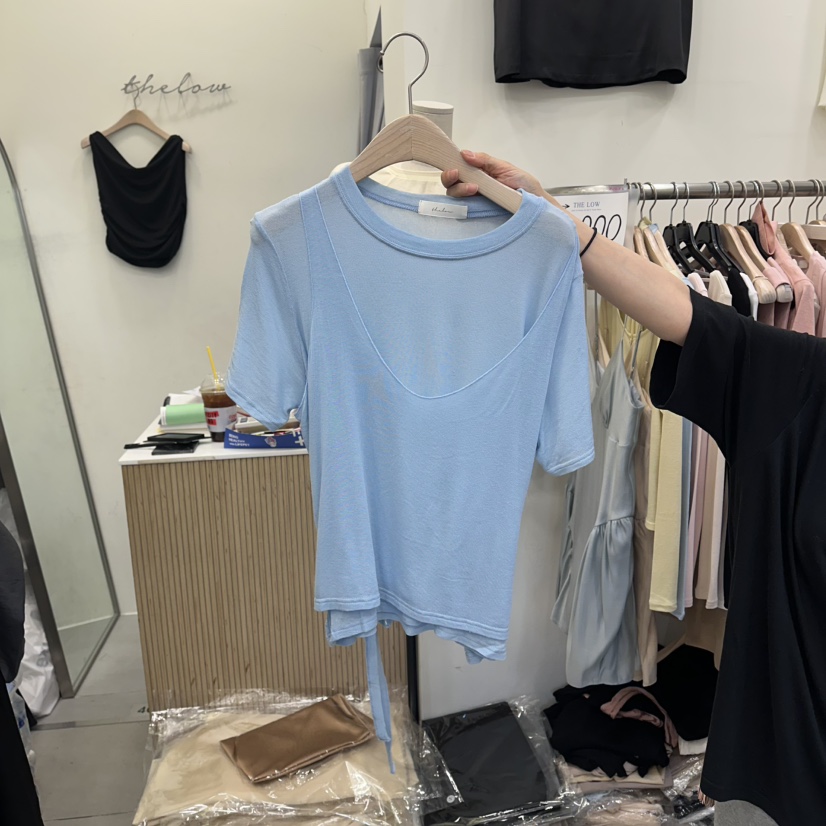 THE LOW韓國東大門代購女裝新款休閑推薦時尚26春夏T恤假兩件THE LOWT恤圖色3