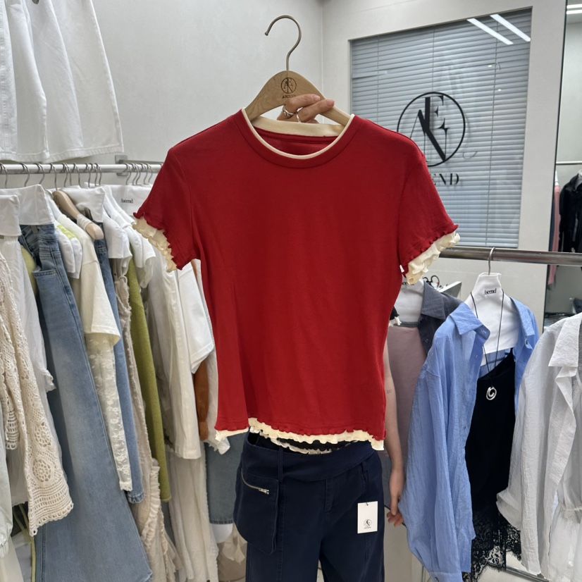 ASCEND韓國直郵實拍女裝新款26春夏時尚職業休閑T恤假兩件ASCENDT恤圖色2